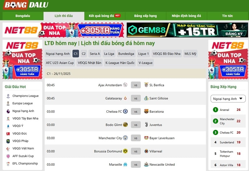 Lịch thi đấu Bongdalu là trang cung cấp thông tin về lịch TTBD