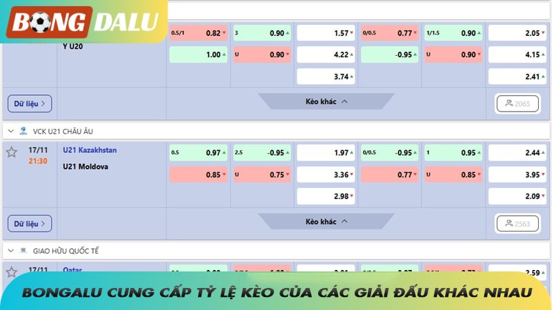 Tỷ lệ kèo 2 Chúng tôi cung cấp tỷ lệ kèo của các giải đấu khác nhau